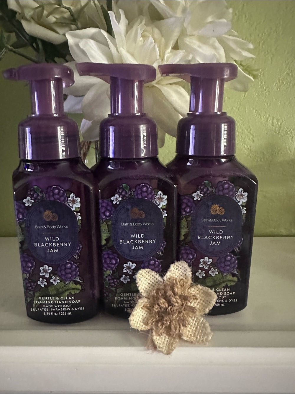 Bath & Body Works Wild Blackberry Jam Foaming Hand Soap Bundle X3 - Purple